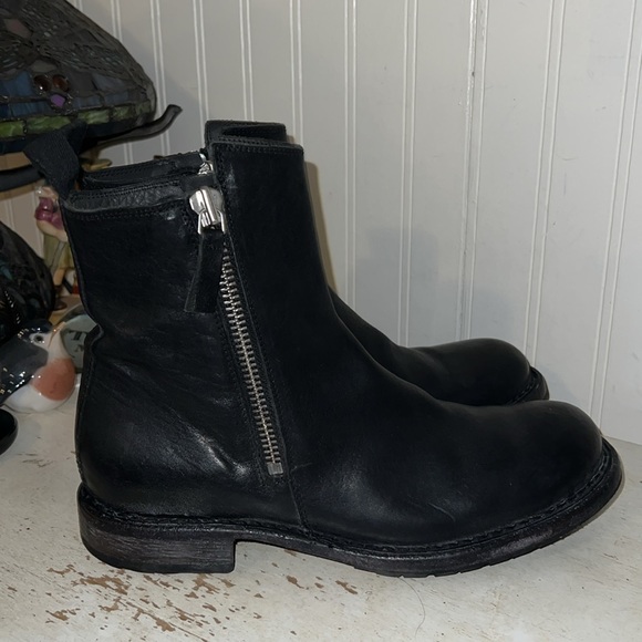 Moma double zip black leather ankle booties size 40 - Picture 3 of 10